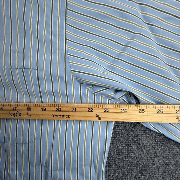 Brooks Brothers 16.5 36 Slim Fit Non Iron Striped Blue Button Up Point Collar - Picture 6 of 16